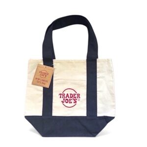 Trader Joe’s mini canvas totes Blue Yellow NWT
